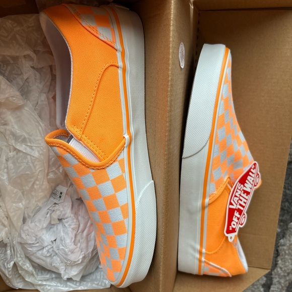Vans Bright Orange Checkered Slip-Ons - Picture 4 of 4